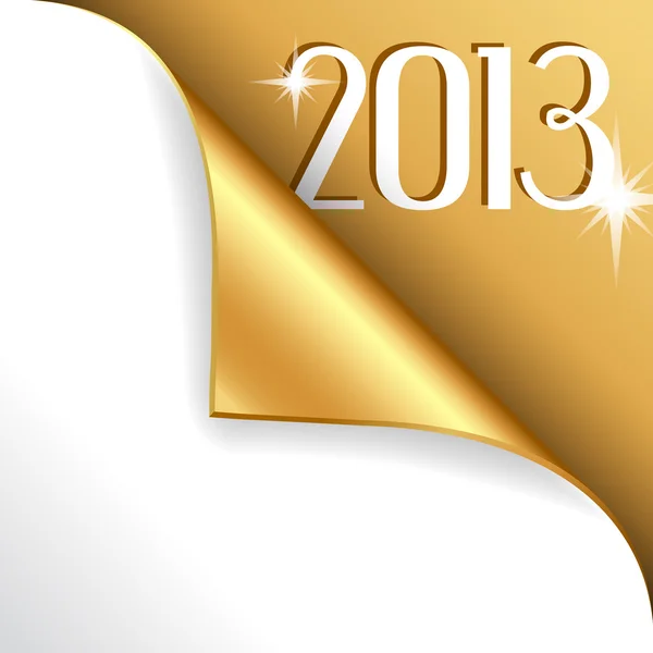 2013 ano novo com canto ondulado de ouro — Vetor de Stock