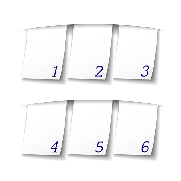 Opções de progresso do vetor / um, dois, três, quatro, cinco, seis papéis Ilustração De Bancos De Imagens