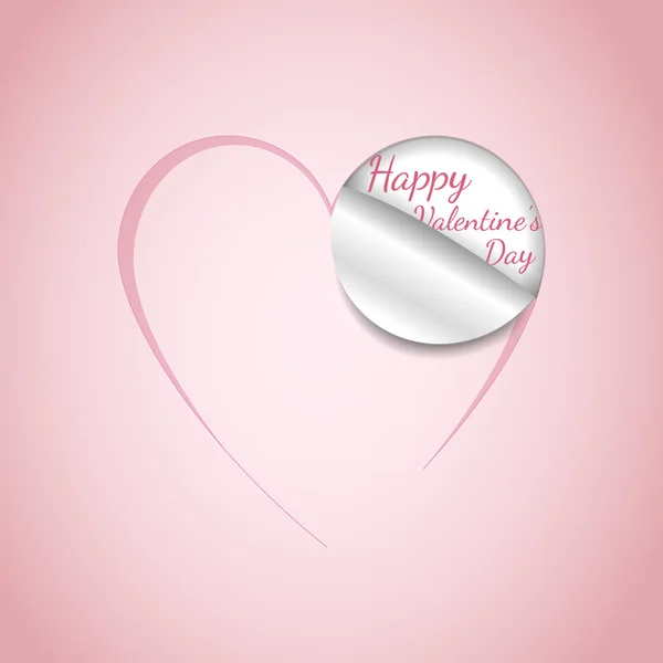Vector corazón rosa con la esquina rizada - Feliz San Valentín — Archivo Imágenes Vectoriales