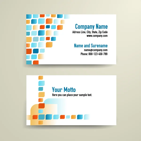 Vector business card with blue and orange shapes — Stock Vector