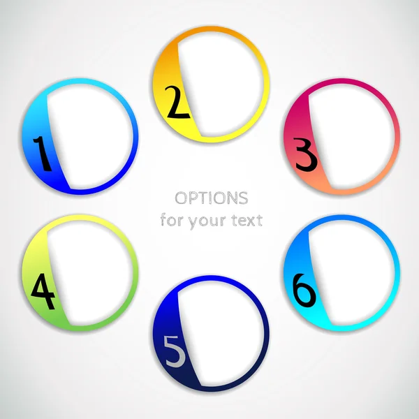 Vector progress options one, two, three, four, five, six options with colored edge — Stock Vector