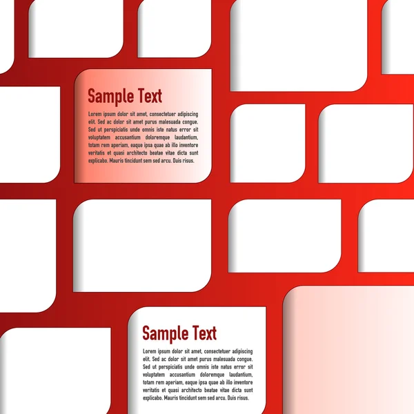 Vector red background with white papers for your text — Stock Vector