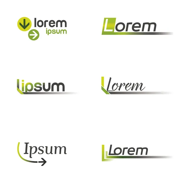 Набір векторних ілюстрацій - бізнес логотип, зелений, жовтий і сірий Ліцензійні Стокові Ілюстрації