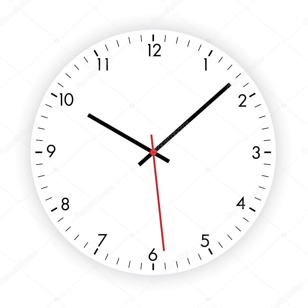 Vector illustration of a modern clock dial on the white background