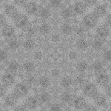 Gray backdrop with ornamental tiles. Trendy interior template.