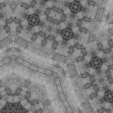 Gray backdrop with ornamental tiles. Simple interior template.