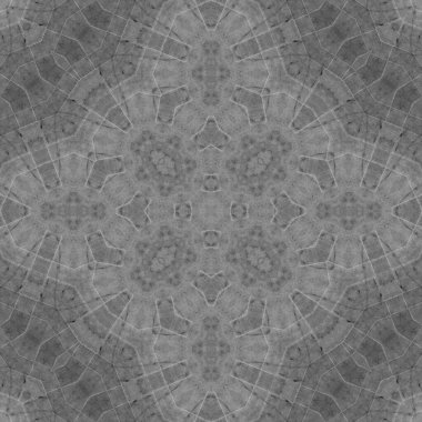 Gray backdrop with ornamental tiles. Trendy interior template.