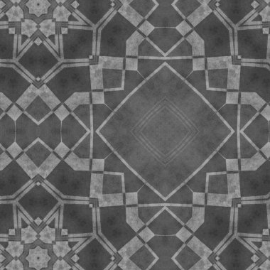 Grey tiles background with abstract ornament. Trendy background for interior design.