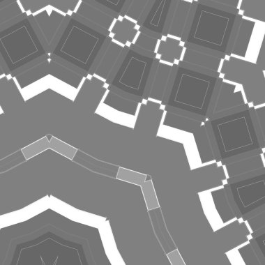 Gray backdrop with ornamental tiles. Trendy interior template.