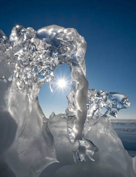 Ледяные Кружева Берегу Байкала — стоковое фото