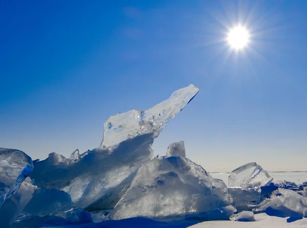 Winter Baikal Blauw Ijs — Stockfoto