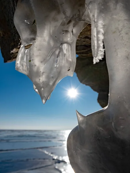 Зима Байкале Голубой Лед — стоковое фото