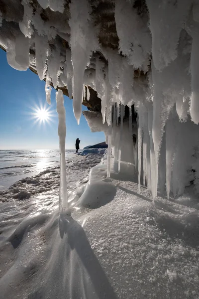 Winter Baikal Blauw Ijs — Stockfoto