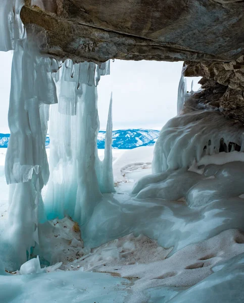 Winter Auf Dem Baikal Blaues Eis — Stockfoto