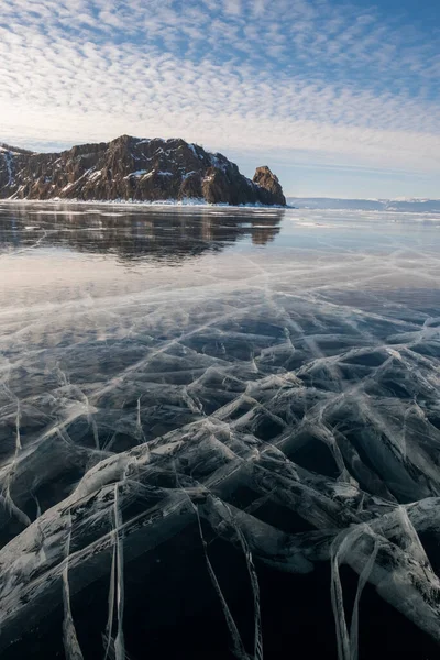 Gelo Transparente Baikal — Fotografia de Stock