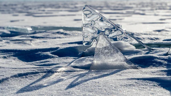 Hiver Sur Lac Baïkal Neige Glace Hiver Froid Paysage Nature — Photo