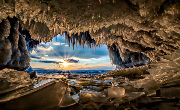 Pôr Sol Lago Baikal — Fotografia de Stock