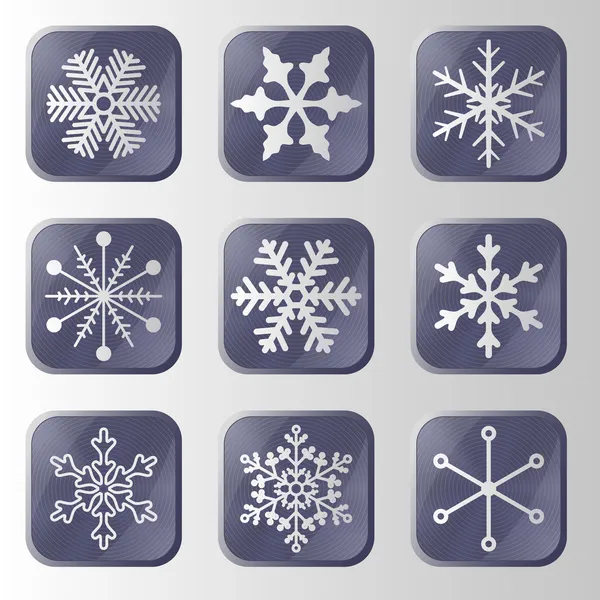 Set of snowflakes buttons. — Stock Vector