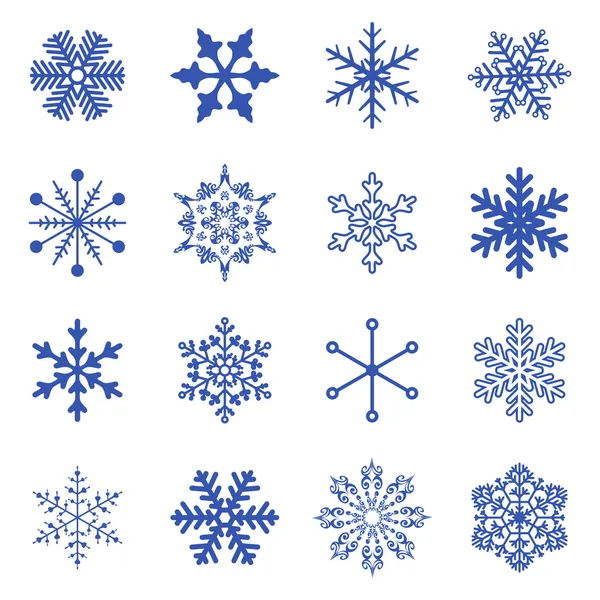 Vector set van eenvoudige sneeuwvlokken. — Stockvector