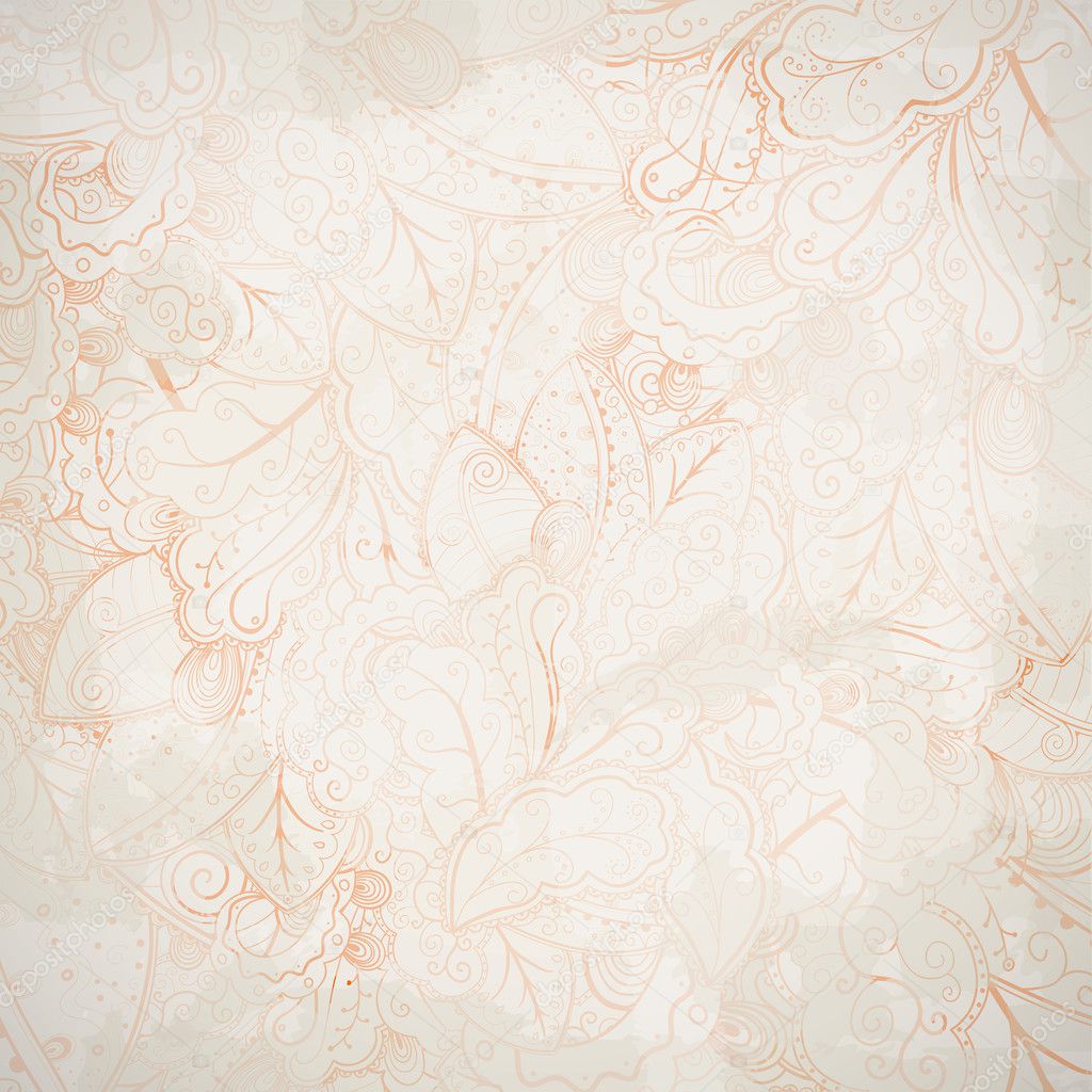 Grunge floral abstract hand-drawn pattern.