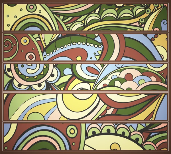 Set van strepen met abstracte tribale patroon. — Stockvector
