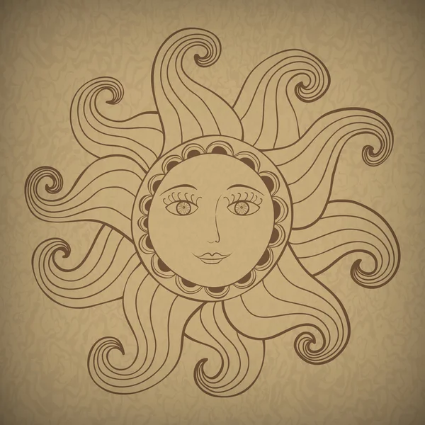 Solen med vänliga ansikte. — Stock vektor