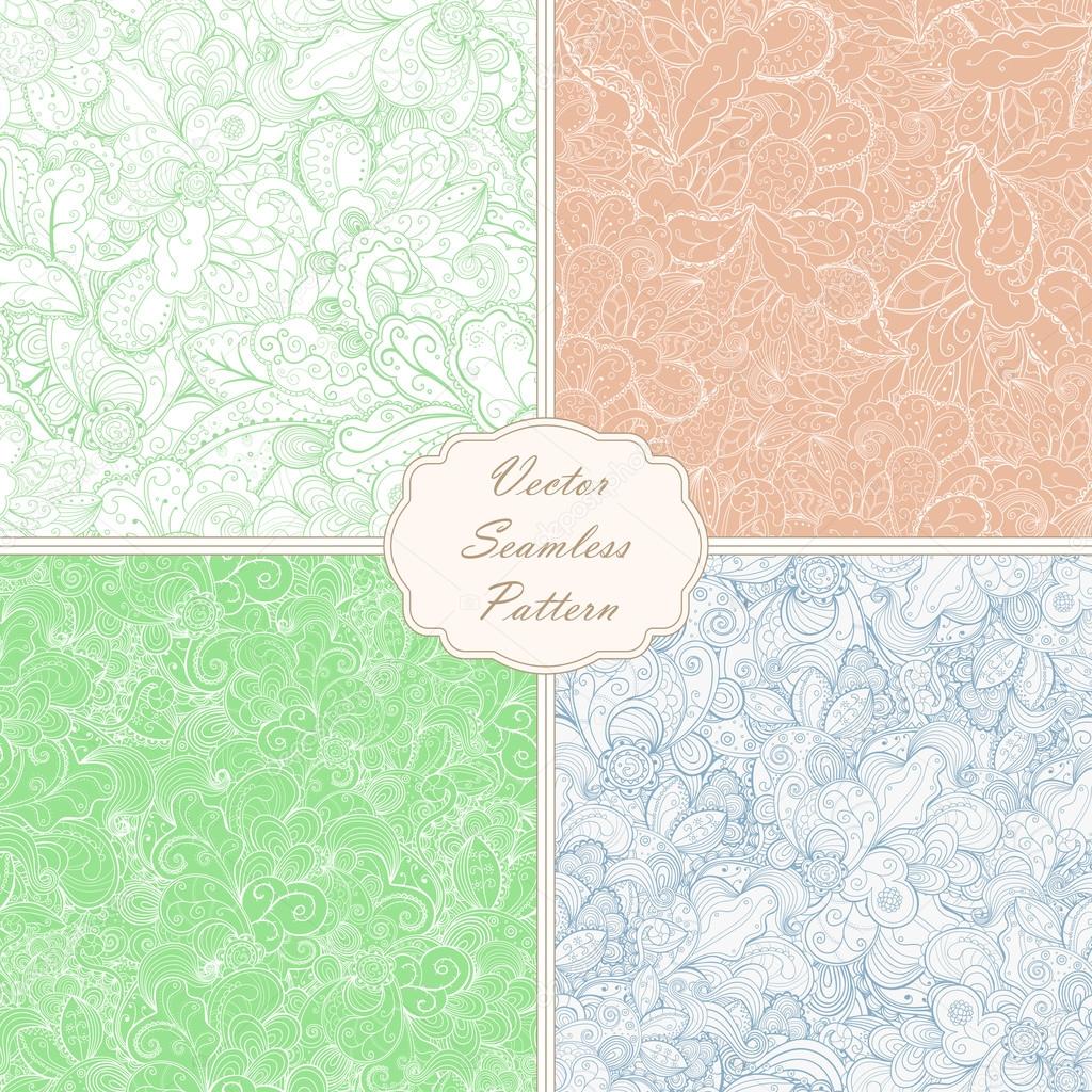 Set of floral seamless background.