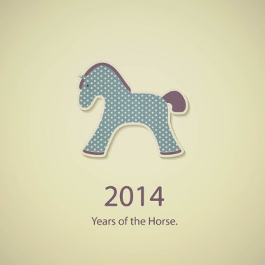 Noel kartı ile sallanan oyuncak at.