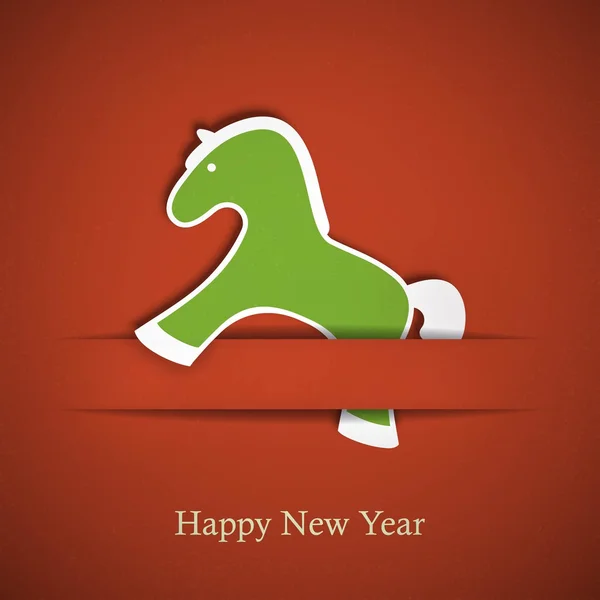 Christmas card with rocking toy horse. — Stock Vector