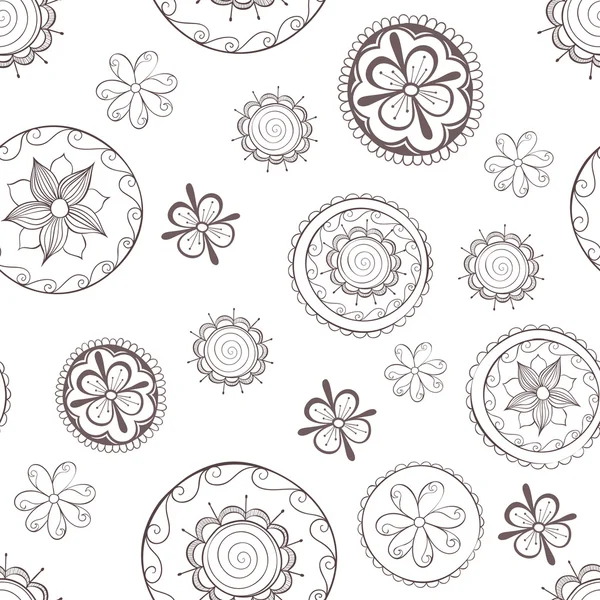 Nahtloses Muster mit Blumen im Kreis. — Stockvektor