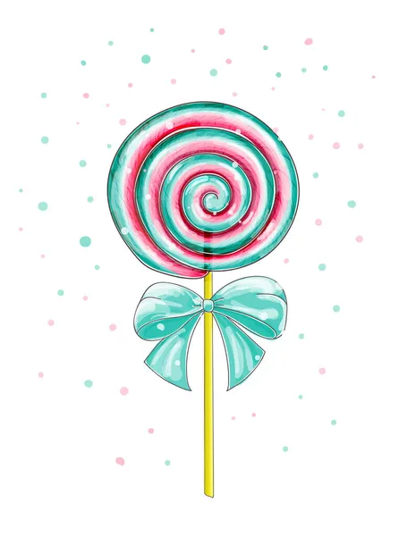 Des bonbons, sucette. Bonbons vectoriels, sucettes rayées en spirale, isolés sur fond blanc. — Image vectorielle