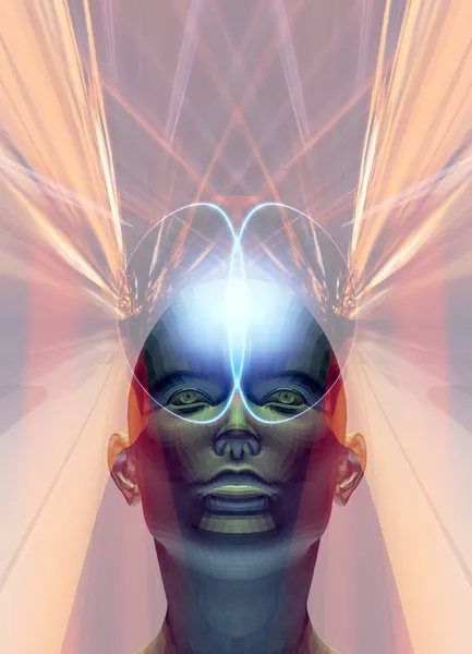 3D Human Head with Psychic Powers — Stock Photo, Image