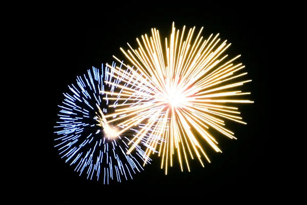 Fireworks gold and blue — Stock Photo, Image