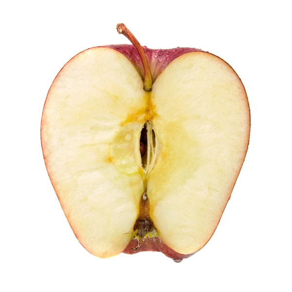 Rode appel in de helft gesneden — Stockfoto