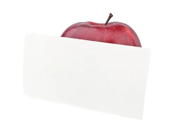 Red apple with a note — Stock Photo, Image