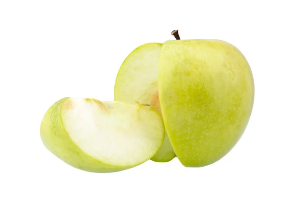 Zelené jablko a kousek z toho — Stock fotografie