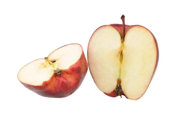 Rode appel in de helft gesneden — Stockfoto