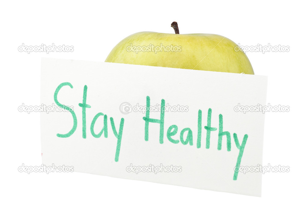 Green apple with a note