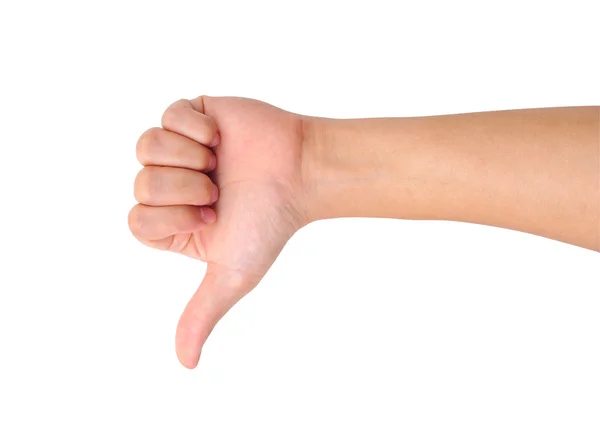 Thumb down hand sign — Stock Photo, Image