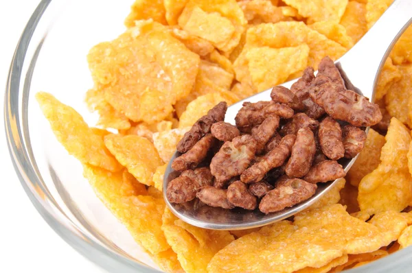 Macro shot di cereali di cocco e cornflakes — Foto Stock