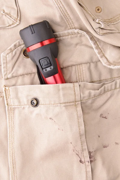Trousers pocket with a tool — Stock Photo, Image