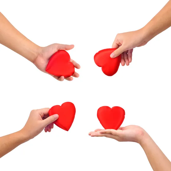 Collectie van handen met hart — Stockfoto