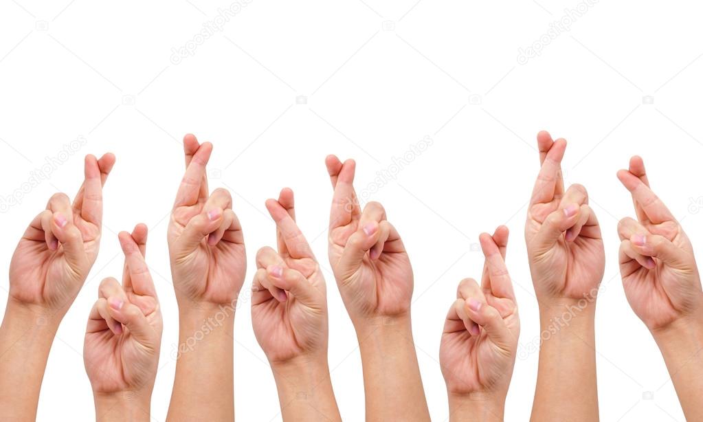Conceptual image, finger crossed hand sign