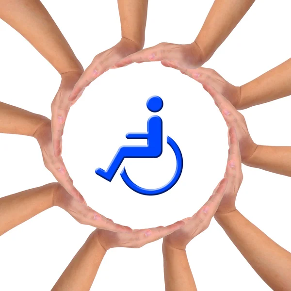 Imagen conceptual, ayuda y atención a los discapacitados . — Foto de Stock
