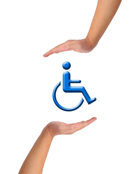 Conceptual image, help and care for handicapped person. — Stock Photo, Image