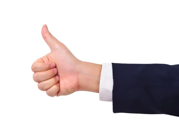 Thumb up hand sign of Businessman — Stock Photo, Image