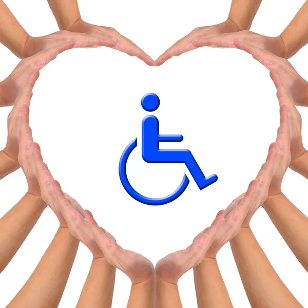 Fogalmi kép, szerelem fogyatékos személy. Stock Kép