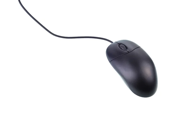 Black computer mouse with cable — Stock Photo, Image