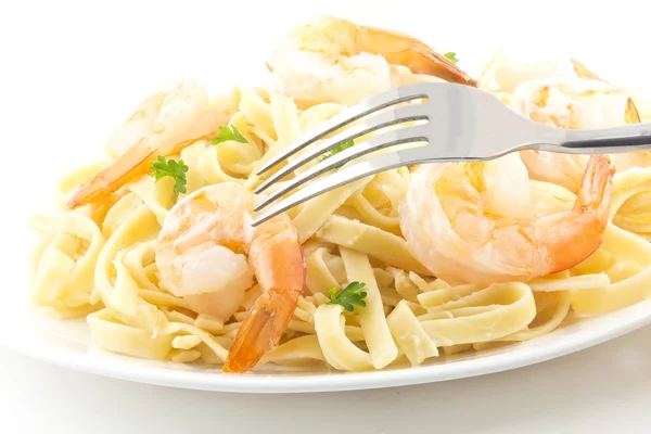 Shrimp Fettuccini Alfredo — Stock Photo, Image