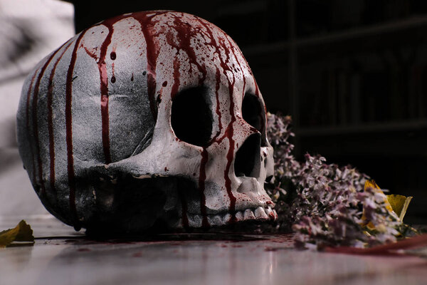 Bloody fall season holiday decoration Halloween skull 